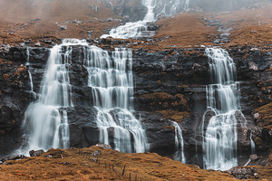 small waterfalls on the Faroe Islands.