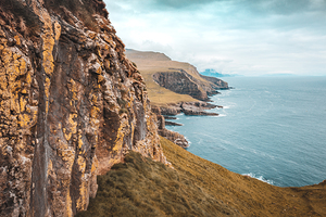 view of the cliffs and the coast on the sea of ​​the island 