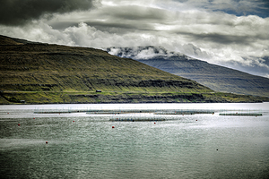 view of some fishfarm in the sea of ​​the Faroe 