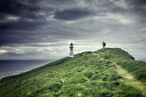 traveller  in mykines faroe islands