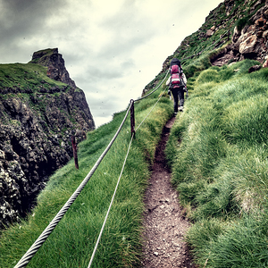 woman on mykines faroe islands