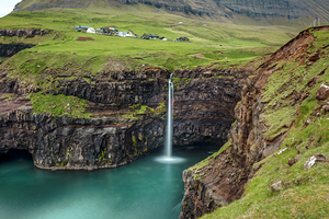 Gasadalur waterfall in faroe 