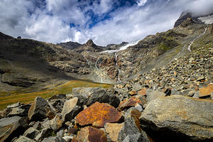 Fellaria Glacier seen from the trail. 