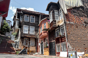 old wooden houses in the city of istanbul. 