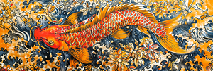Vibrant koi fish mural background