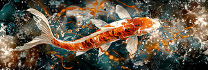 Majestic koi fish in abstract artistic waters
