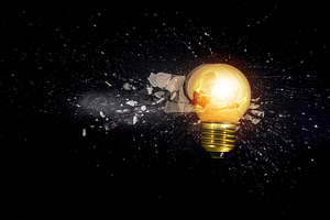 small light bulb exploding