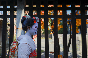 Maiko walks the streets of Kyoto 