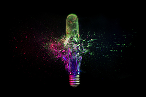 high speed image of a real explosion of an industrial light bulb
