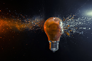 explosion of an orange bulb 