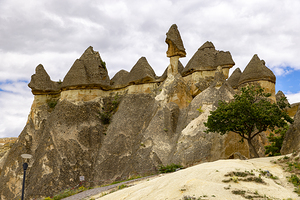 tuff formations in the rose vally in cappadocia. 
