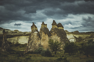 rock formations in the rose valley in turkey