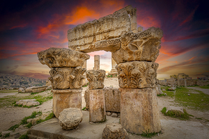 ruins in amman citadel jordan