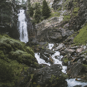 saent waterfall on italian alps