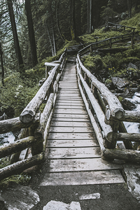 wood bridge near saent waterfall 