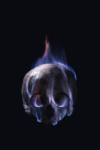 human skull in flames 