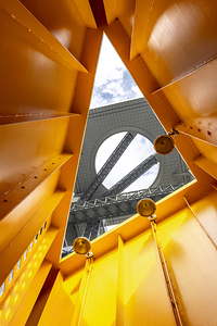  umeda sky building in osaka seen from below