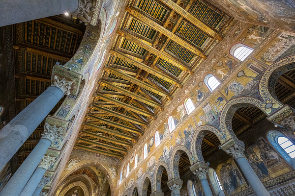 interior of the Cathedral of Monreale detail of the ceiling. 