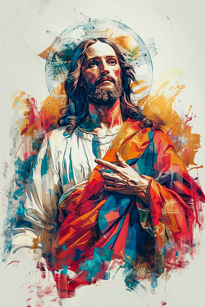 Abstract artistic representation of jesus christ Print