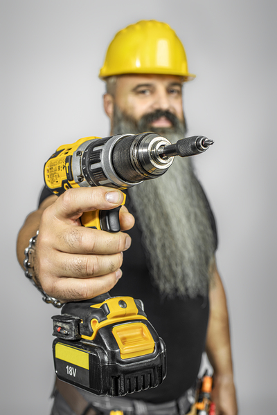 worker with electric screwdriver Print