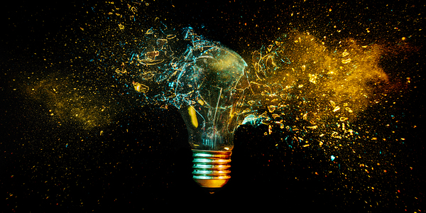 explosion of a tungsten light bulb 