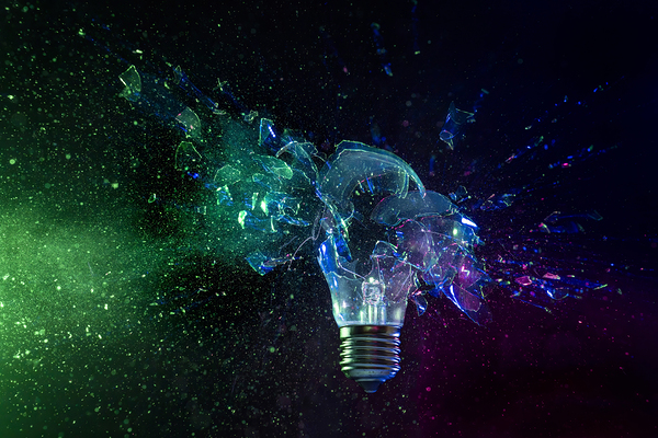 shattering bulb on black background Print