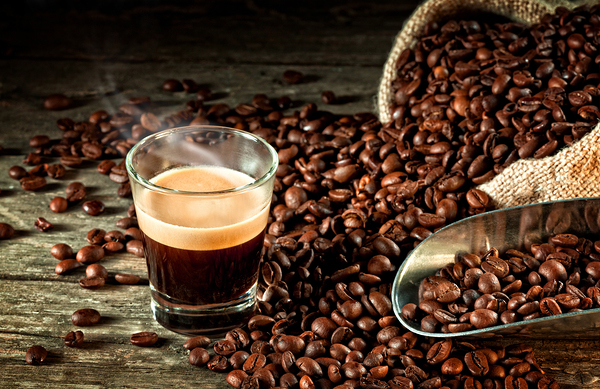espresso and coffee grain by Gualtiero Boffi