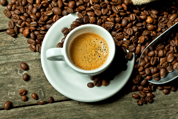 espresso and coffee grain by Gualtiero Boffi