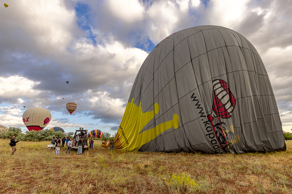 just landed balloon is deflated for transport. Print