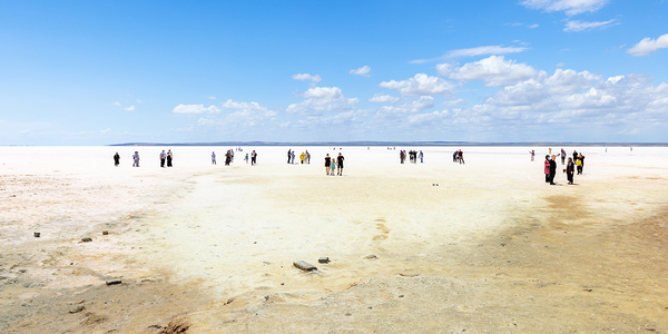 tourists at the lake of tuz golu.