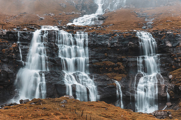small waterfalls on the Faroe Islands. Print