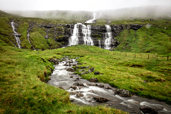waterfall in faroe islands 