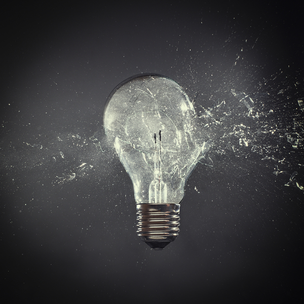 closeup of glass bulb explosion Print