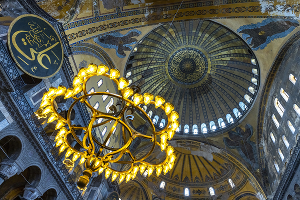 detail of the candelabrum and the ceiling of the hagia sophia mo Print