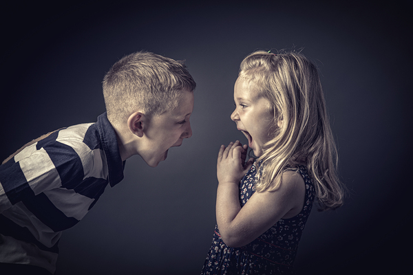 portrait of children shouting and arguing Print