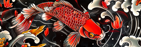 Traditional japanese koi fish illustration Print