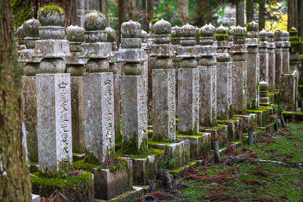 stone memorial stones inside the Okunoin background Print