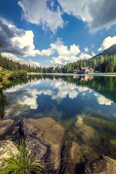 view of nambino lake and alps  Print