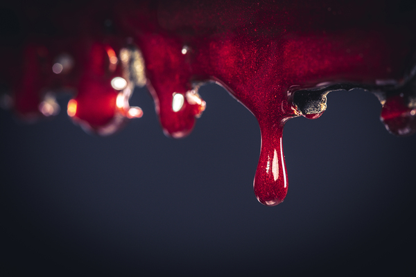 drop of blood on chainsaw blade Print