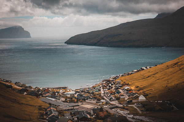 Typical view of the Tjornuvik village on the Faroe Islands.  Print