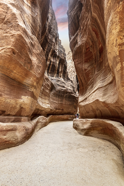path that leads to the treasury of Petra between the canyons.  Print