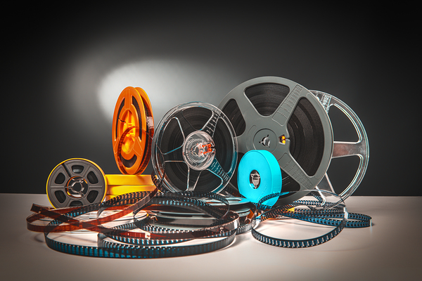 film-themed background old Super 8 reels  Print
