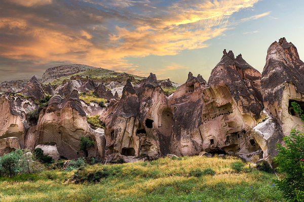 caves and rock formations in the zelve valley cappadocia  Print