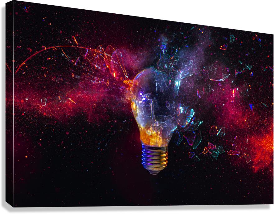 Shattering light bulb background Canvas Print