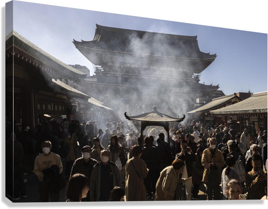 tourists visit the Senso Ji temple Canvas Print