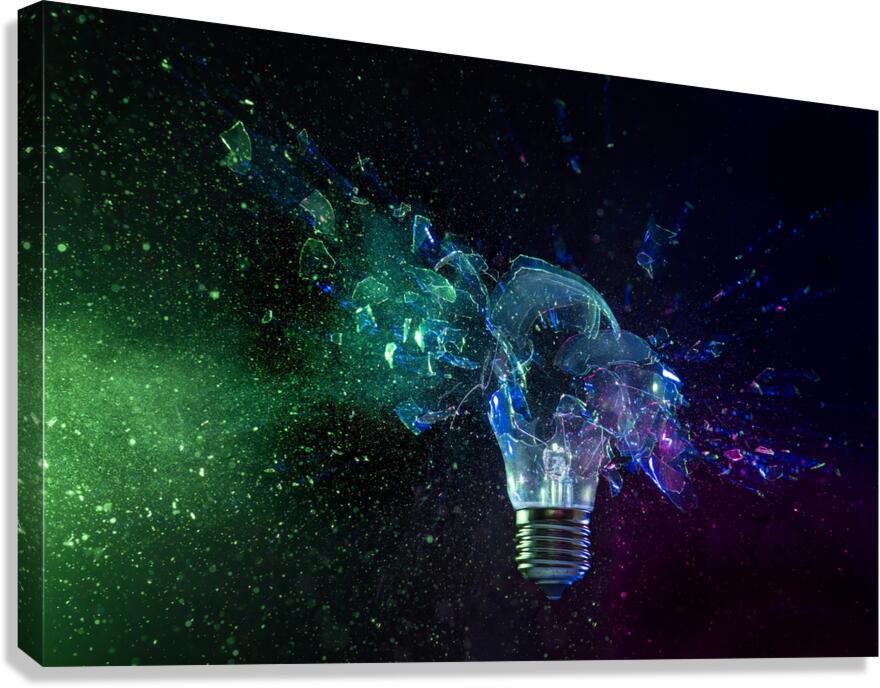 shattering bulb on black background Canvas Print