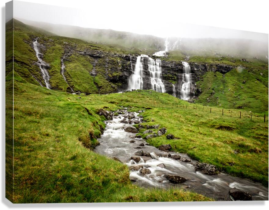 waterfall in faroe islands   Canvas Print