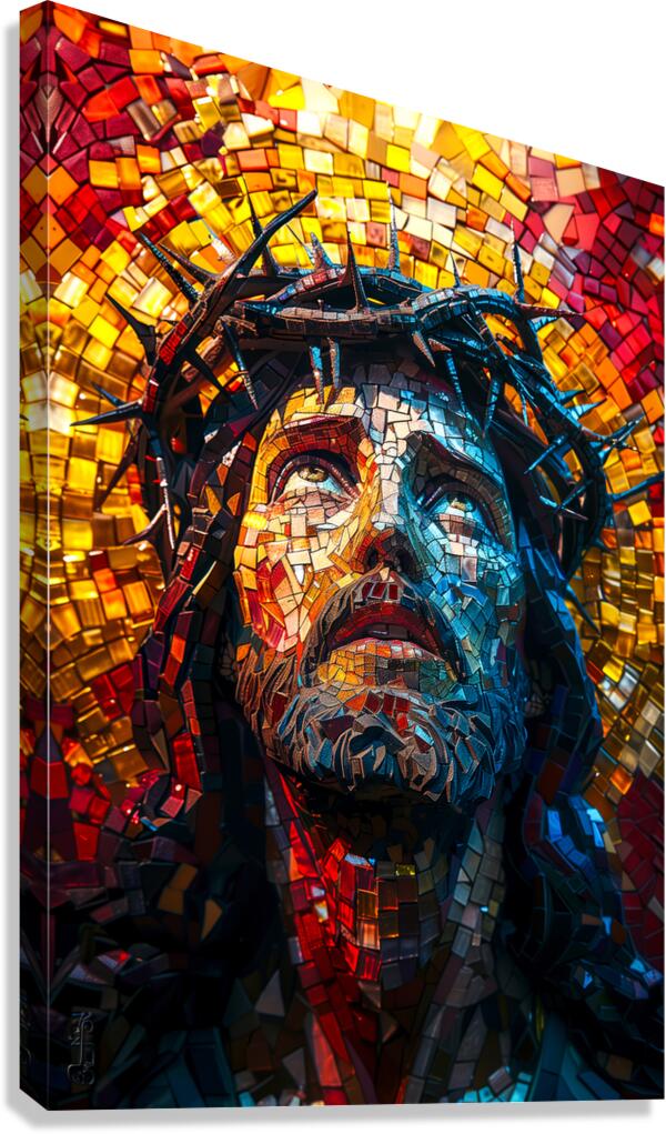 Vibrant mosaic of a bearded man Canvas Print