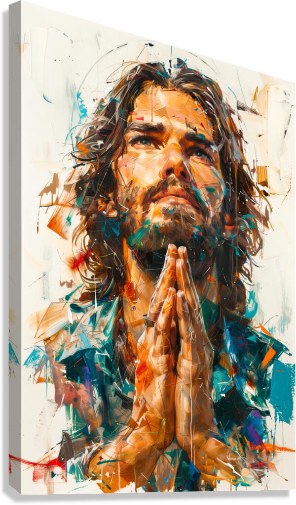 jesus in prayer with expressive brush strokes Canvas Print