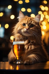 beer cat at the pub 2 4k